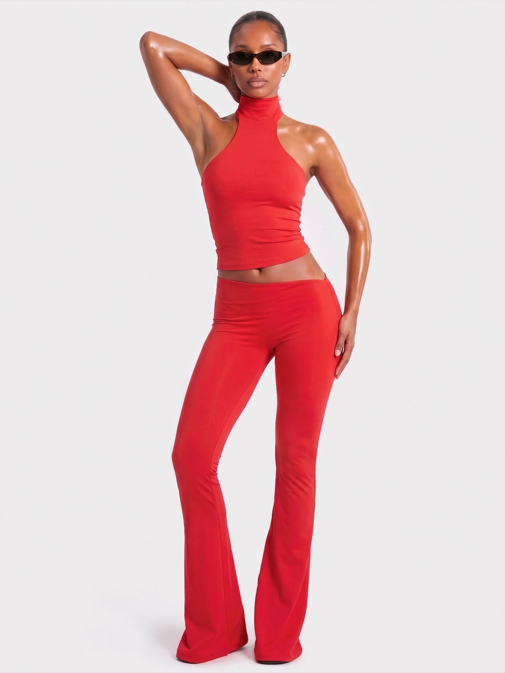 LEGGING ASYMÉTRIQUE ÉVASÉE - ROUGE