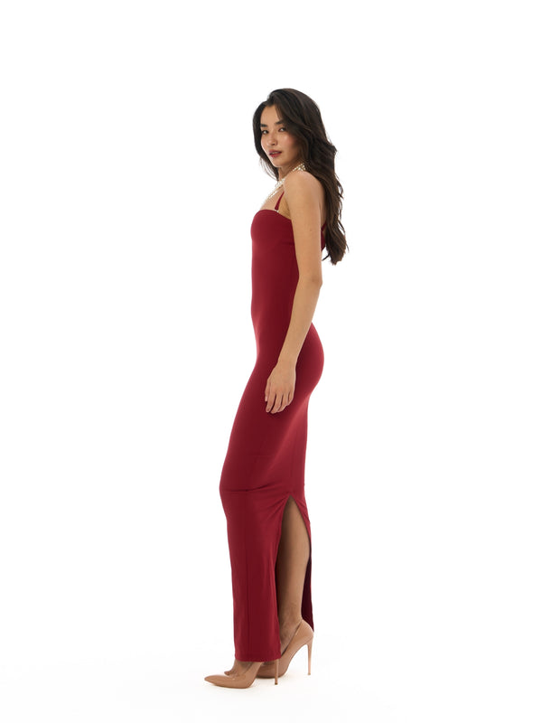 ROBE SABLIER SIRÈNE CERISE