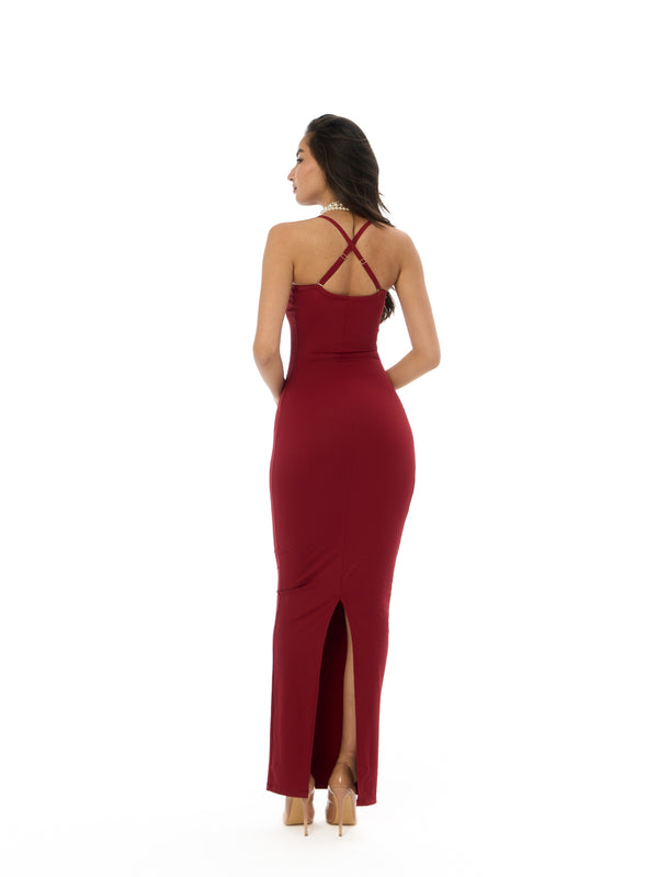 ROBE SABLIER SIRÈNE CERISE