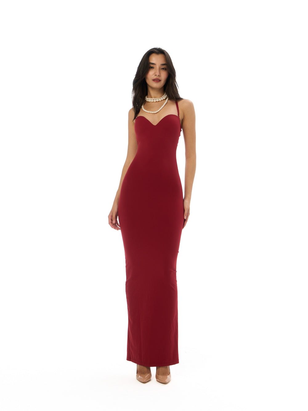 ROBE SABLIER SIRÈNE CERISE