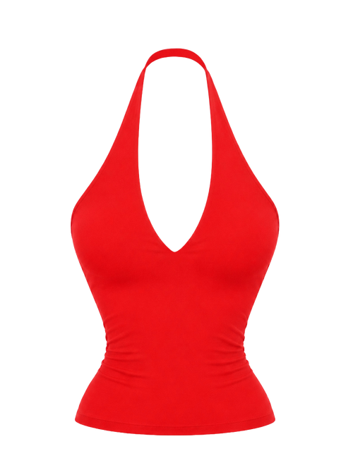 TOP HALTER ROUGE