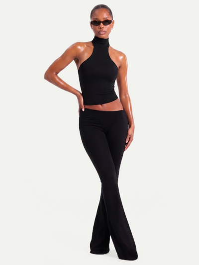 LEGGING ASYMÉTRIQUE ÉVASÉE -  NOIR