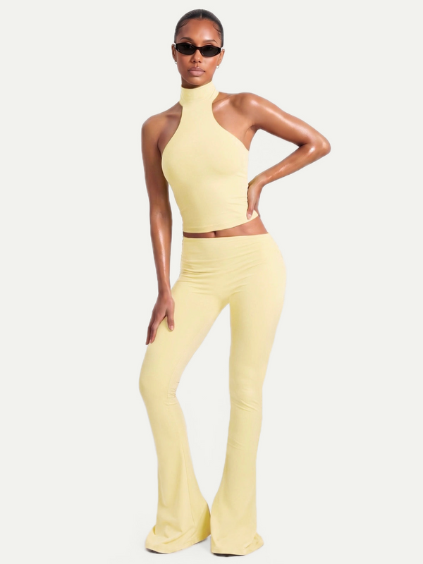 TOP COL ROULÉ JAUNE