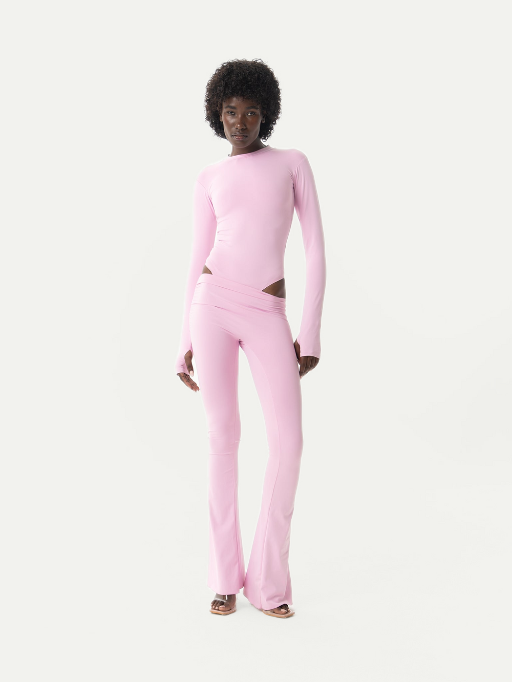 BODY THONG MANCHES LONGUES - ROSE