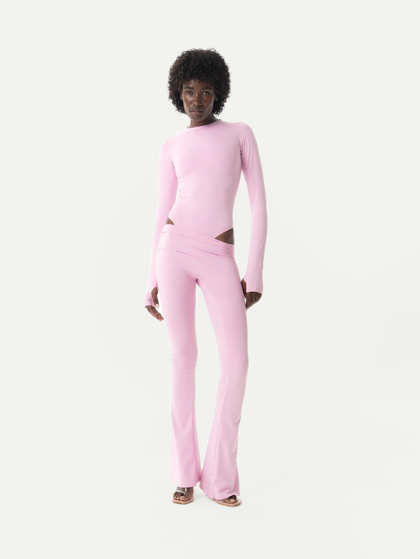 BODY THONG MANCHES LONGUES - ROSE