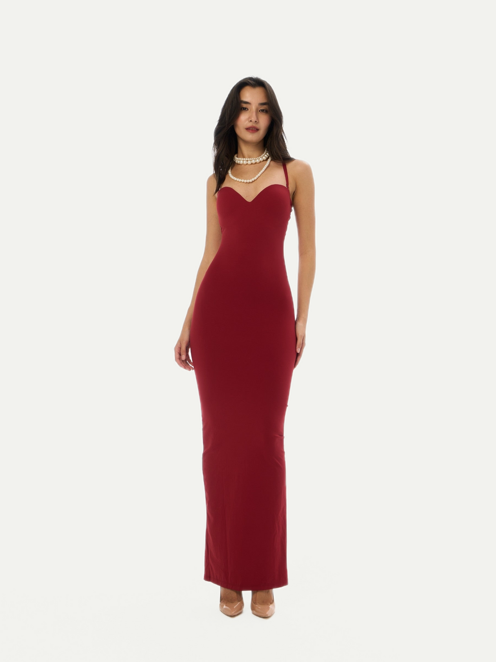 ROBE SABLIER SIRÈNE CERISE