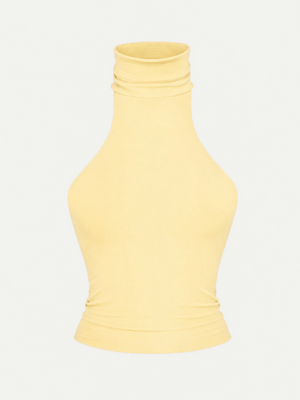 TOP COL ROULÉ JAUNE