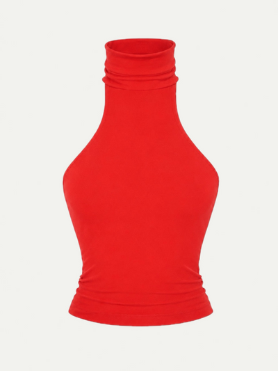 TOP COL ROULÉ ROUGE